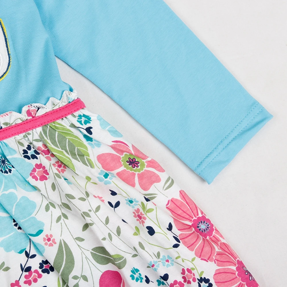 Платье с длинными рукавами для девочек осеннее Хлопковое платье принтом