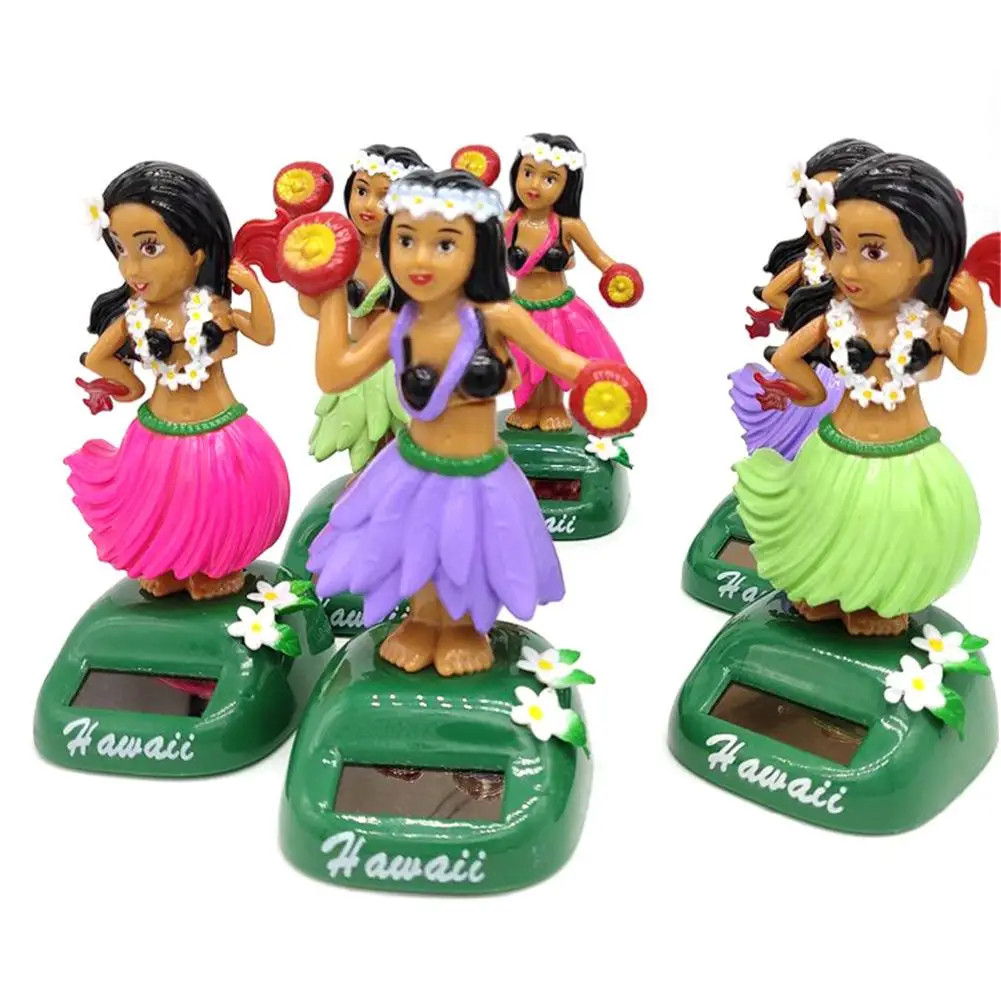 

Solar Dancing Hawaii Girl Hula Shaking Head Toy Solar Powered Auto Interior Decompression Dashboard Ornament Car Accessories