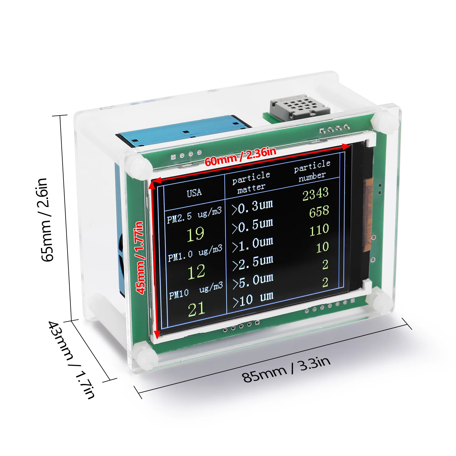 

2.8in Screen Home-use High Accuracy Meter LED Digital Display USB Mini Portable PM2.5 Detector Multifunctional Laser Air Tester