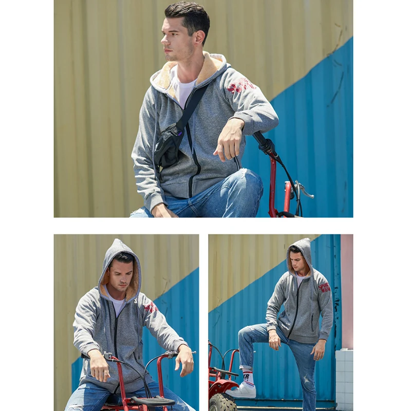 

Autumn Winter Warm Men Hoodies Zipper Hoody Coat Thicken Casual Sportwear Mens Hooded Sweatshirts Solid Streetwear Jacket 2020
