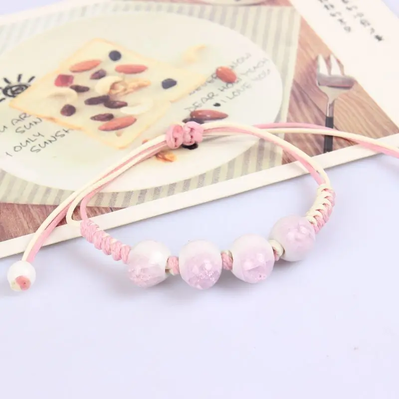 

Simple Small Fresh Ice Cracked Ceramic Beads Woven Bracelet Fashion Sweet Girl Student Handmade Jewelry Accessories
