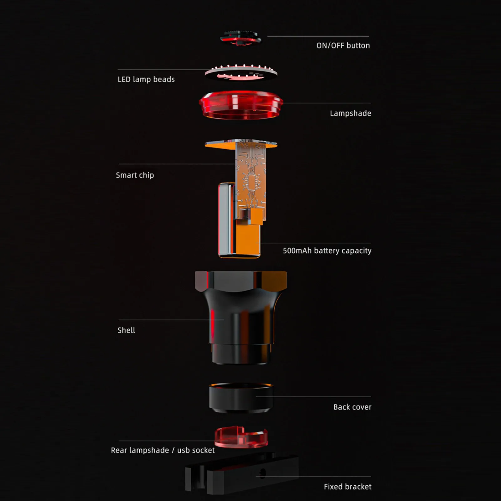 

Smart Bicycle Tail Rear Light Auto Start Stop Brake IPX6 Waterproof USB Charge Cycling Tail Taillight Bike LED Lights