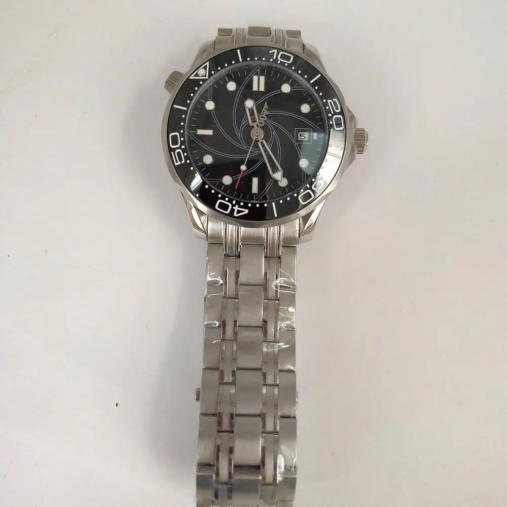 Автоматические механические часы 007 с черным циферблатом мужские керамическим