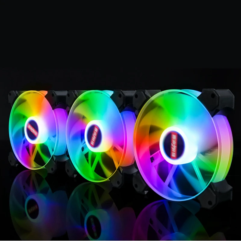 3 шт. RGB компьютерный чехол вентилятор 12 см тихий свет излучающий 3PIN + 4PIN