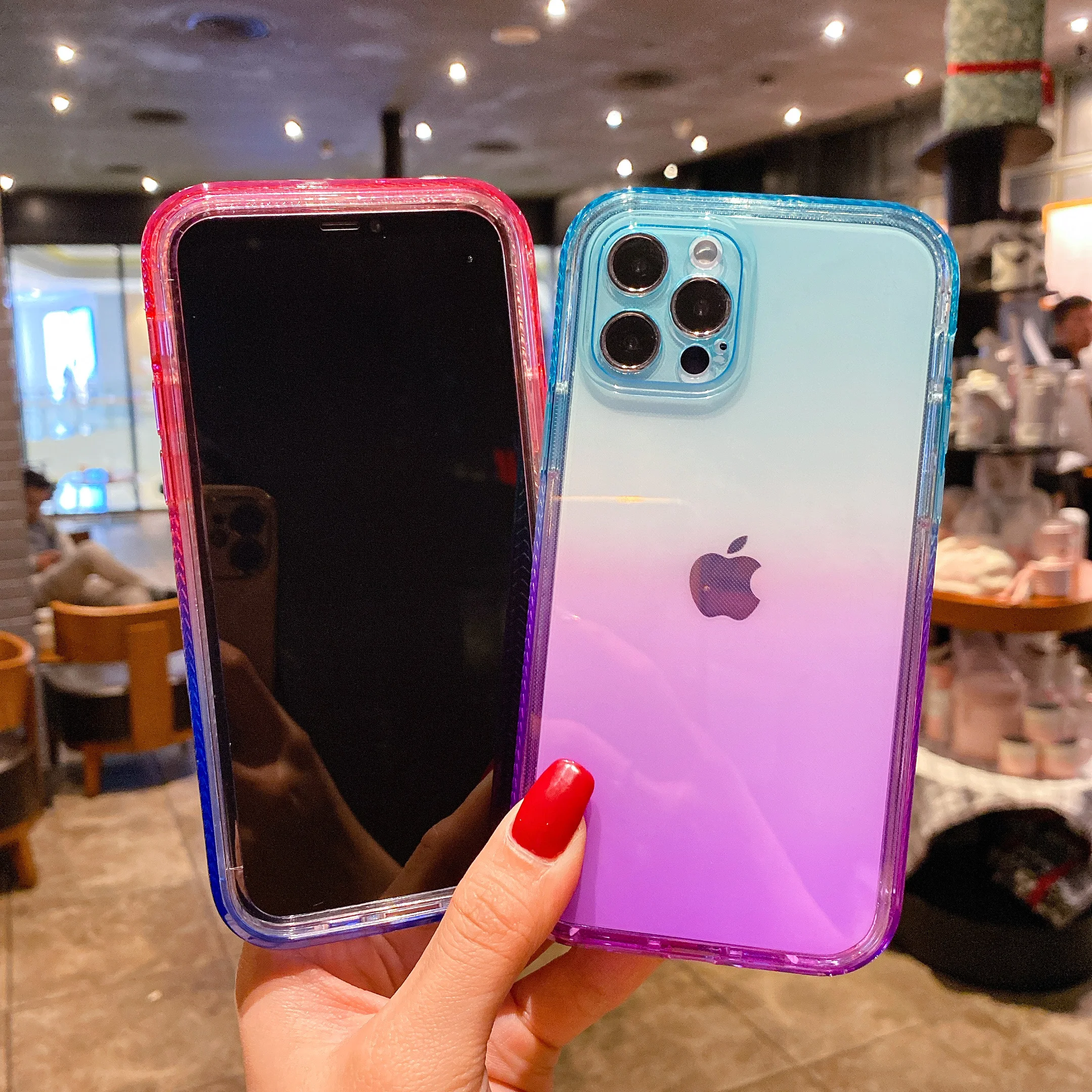 

Bumper shockproof phone case for iPhone 13 11 12 Pro max mini x xr xsmax 6 7 8 plus Rainbow color transparent soft back cover