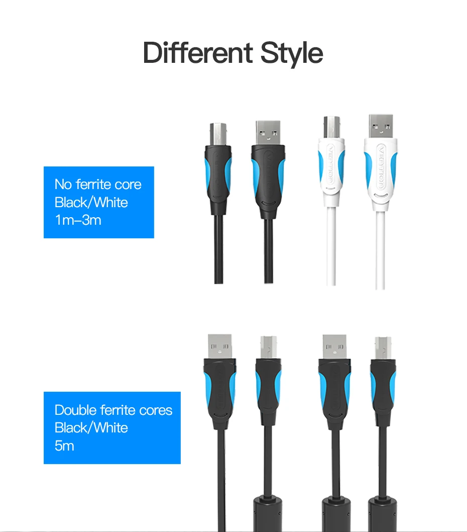 Vention USB 2,0 кабель для печати USB 2,0 type A Male To B Male Синхронизация данных сканер USB кабель для принтера 1 м 2 м для принтера hp Canon Epson