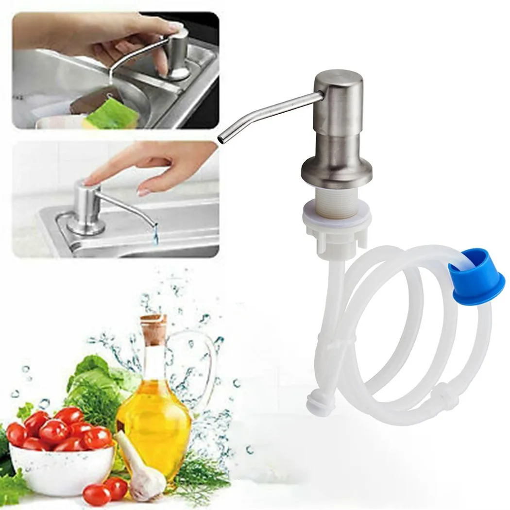 

Kitchen Pump Liquid Silver Sink Soap Stainless Steel Tube 4.5cm Bathroom