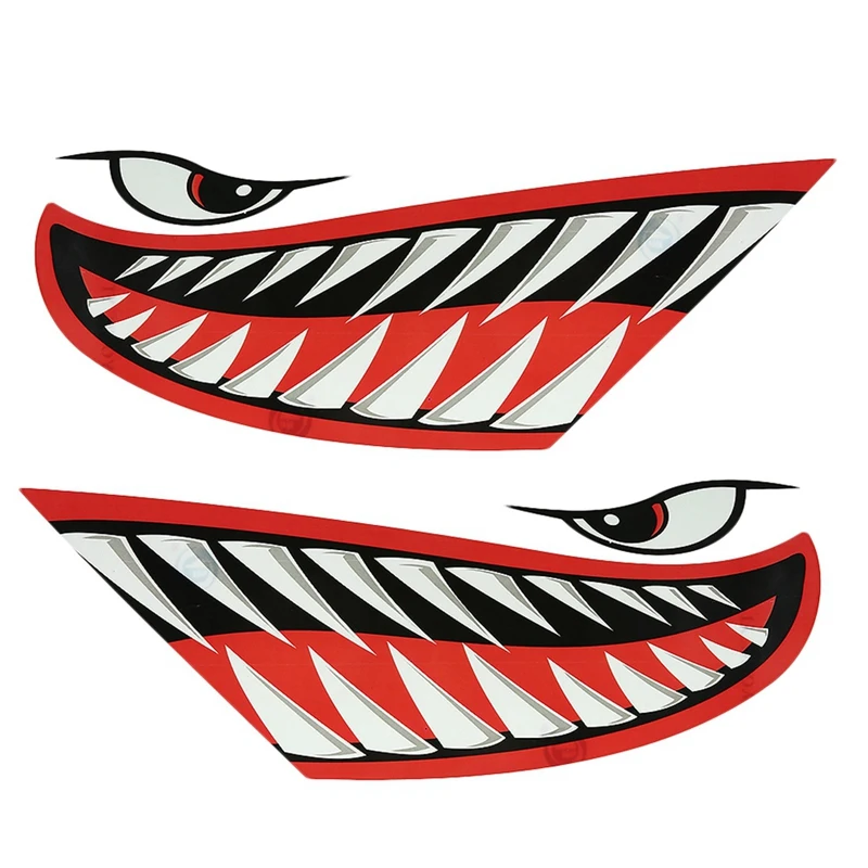 2pcs Waterproof Kayak Sticker Diy Shark Teeth Mouth Stickers Boat Car Truck Accessories |