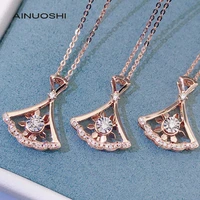 ainuoshi 18k gold 0 065ct real diamond dress dancing pendant necklace trendy design womens shining jewelry gift 18