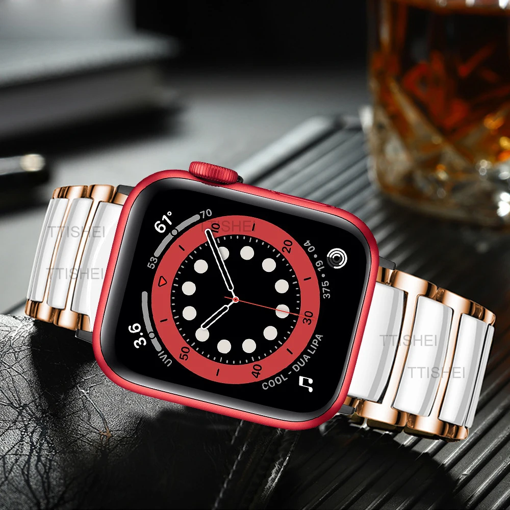 

Bracelet for apple watch 5 6 7 se band 44mm 40mm 45mm 41mm luxury Ceramic strap for iwatch 3 correa 42mm 38mm bands pulseira