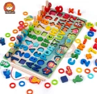 Игрушки Монтессори, Развивающие деревянные игрушки для детей, игрушки Монтессори, Настольная математическая рыболовная игра, игрушки Монтессори для 1, 2, 3 лет
