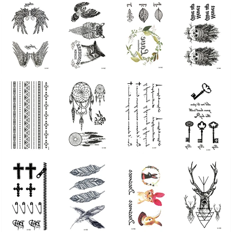 Temporary Waterproof Tattoo Stickers, Rabbit, Cat, Deer Head,English Letters,Finger Tattoos, Pre Designed Waterproof Fake Tattoo
