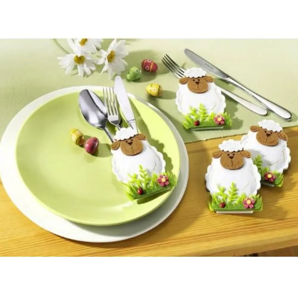 

8 шт./компл., пасхальный декор, овец, цветочный дизайн, нож и вилка, сумки, столовые приборы, Чехлы, Мультяшные столовые приборы, пасхальные укр...