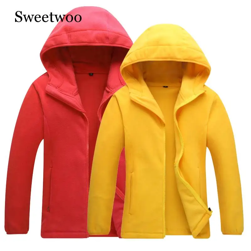 Утепленная флисовая ветрозащитная куртка с капюшоном для мужчин и женщин