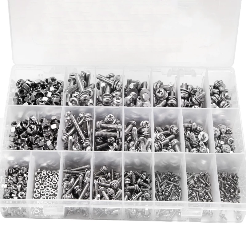 

320Pcs M2 M3 M4 Screws Pan Head Screws Bolt and Nut Flat Washers Machine Screws Set Stainless Steel Screws