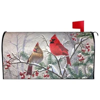 winter cardinals bird magnetic mailbox cover standard size mailbox wraps holly berry branches post letter box cover garden home