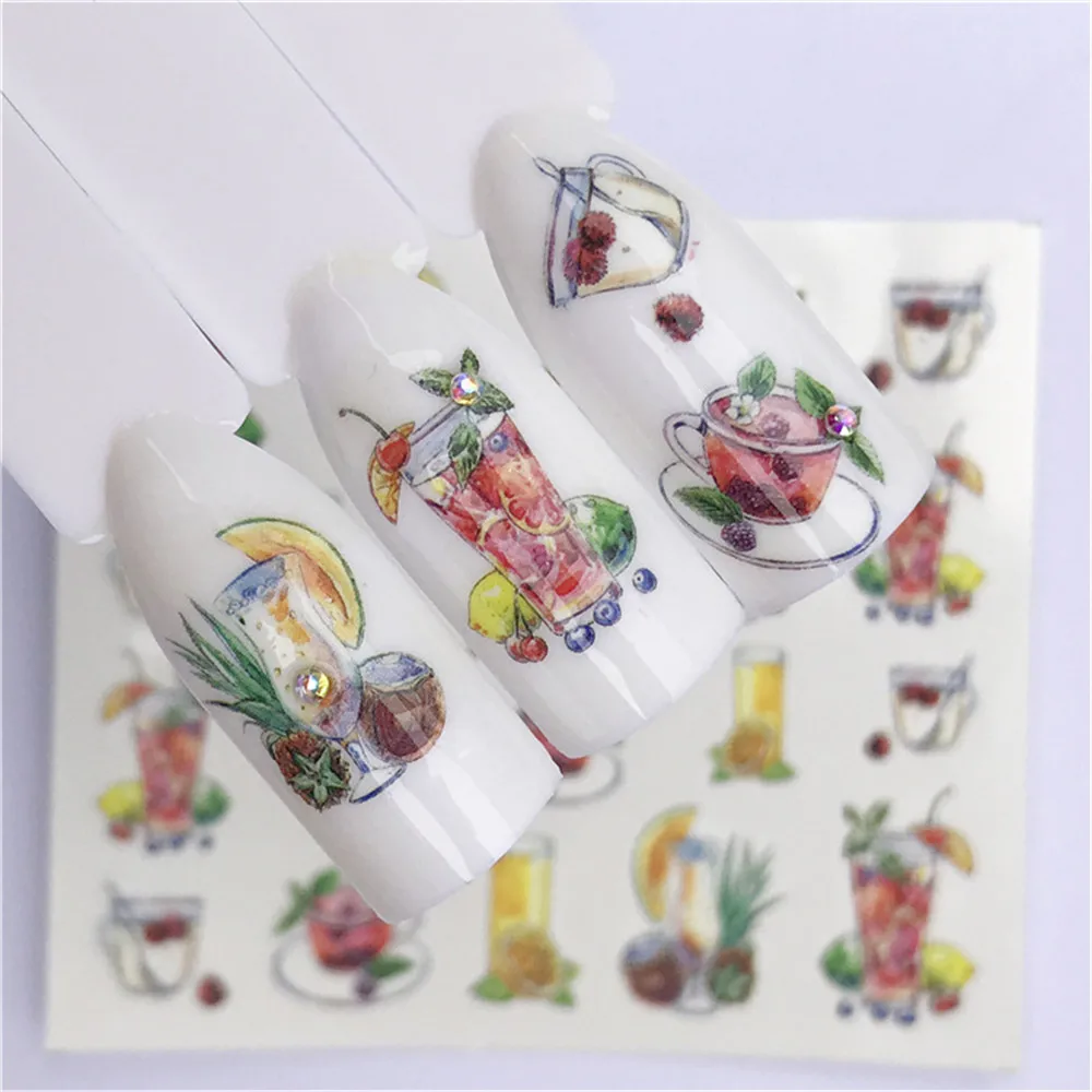 

1 @ #1 шт. фруктовые рождественские наклейки для ногтей для дизайна ногтей Водные Наклейки Обертывания Мультяшные Слайдеры для искусства кра...