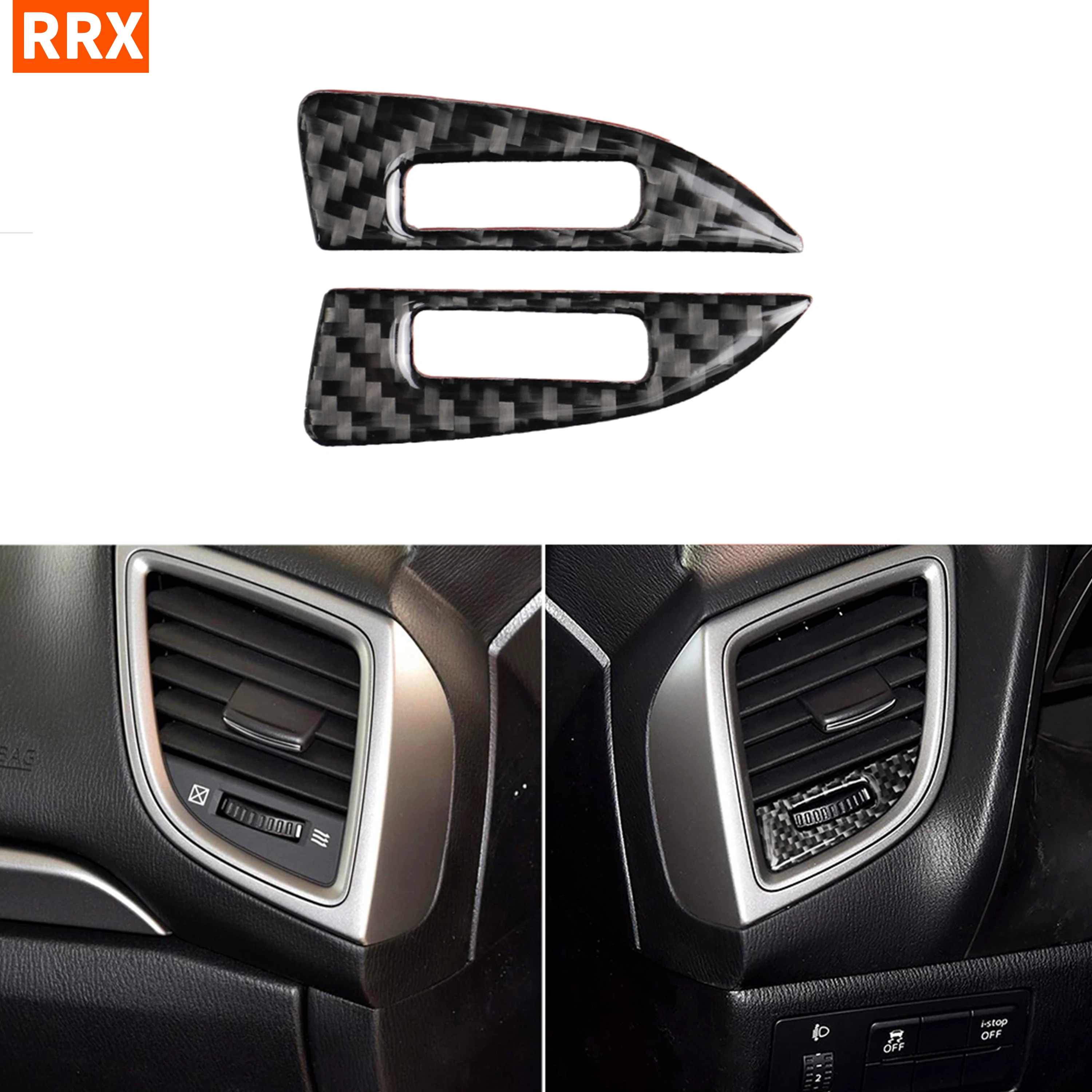 

For Mazda3 Mazda 3 Axela BN BM 2014-2018 Car Accessories Carbon Fiber Air Conditioning Vent Outlet Adjust Button Cover Sticker
