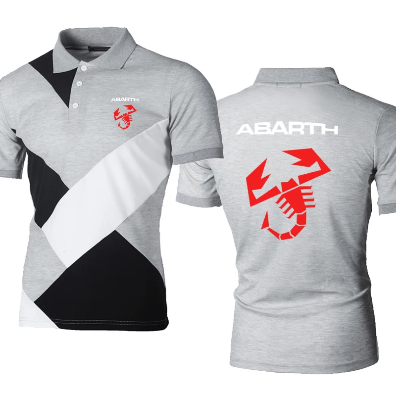 

Casual trend Abarth Car Logo Printing Spring Autumn short sleeve Splicing Cotton POLO shirt High Quality Men's POLO shirt