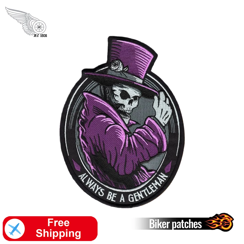 Большая нашивка с вышивкой на спине MC Biker огромный джентльмен призрак
