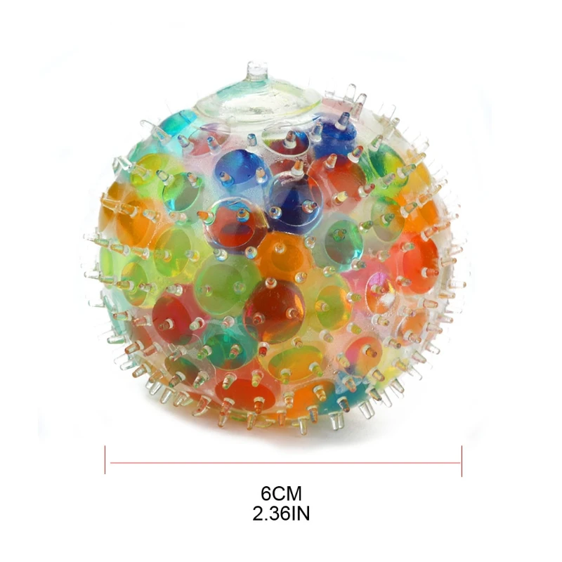 

2'' Rainbow Fidget Ball Squeeze Toy Sensory Pressure Release Playset w/ Colorful Bead for Kids Adults Anxiety Therapy