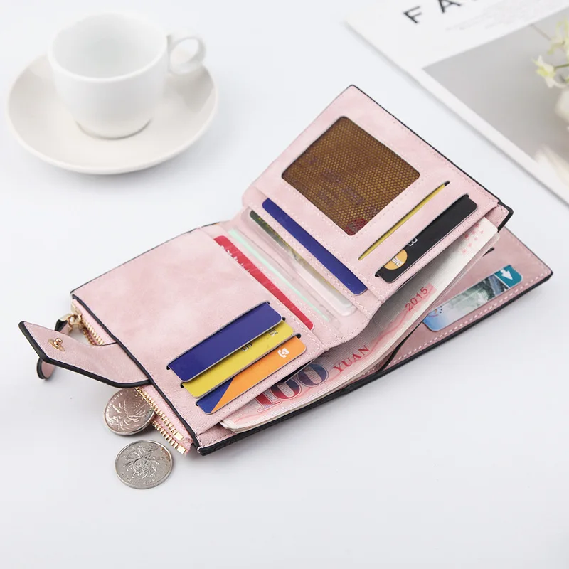 

Caze kyts 2020 New White ladies wallet short buckle multi-card wallet with zipper wallet women's purse matte