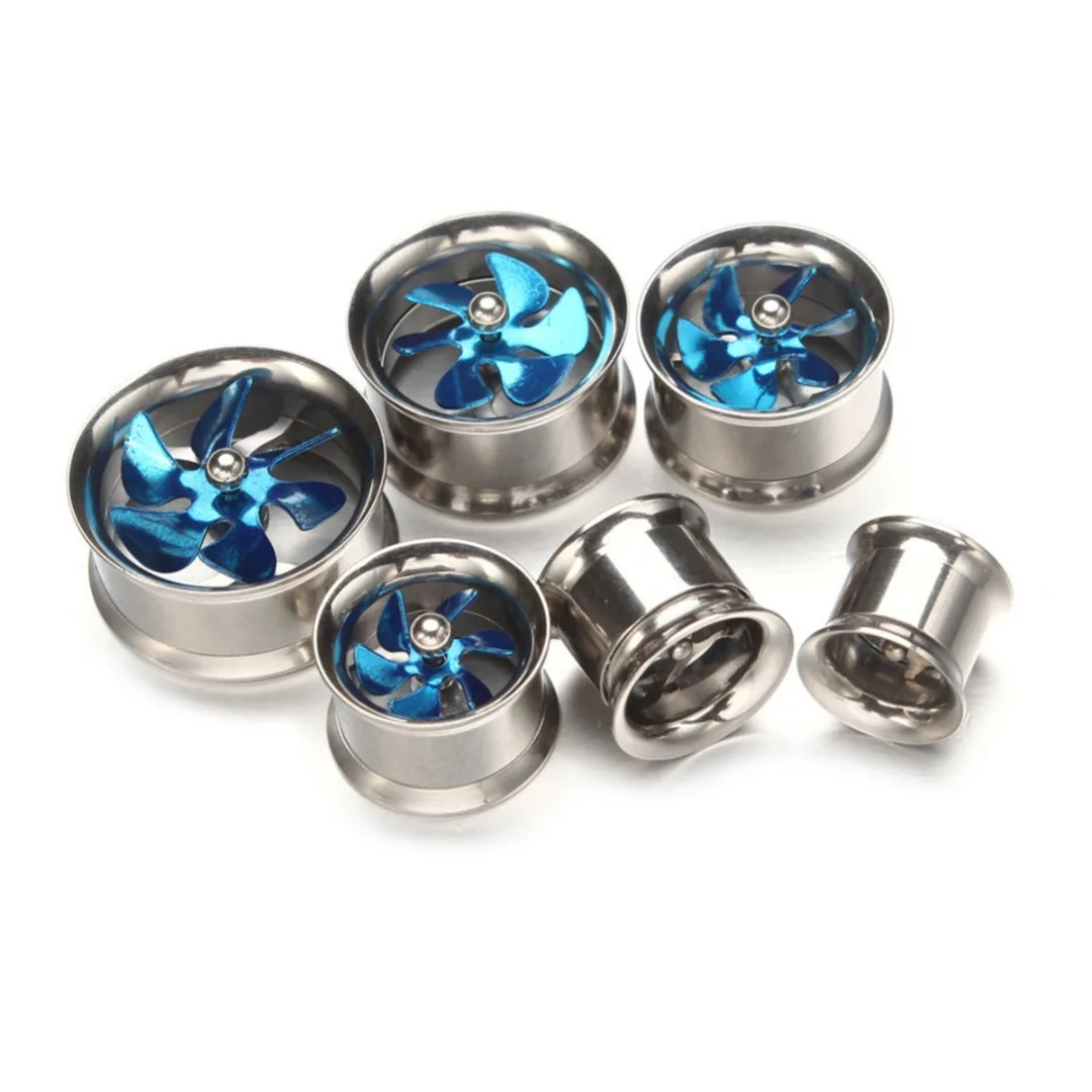 Hip Hop Rock Men Women Stainless Steel Spinning Fan Ear Expansion Flesh Tunnel Plug Trendy Body Piercing Jewelry Gift Shellhard | Украшения