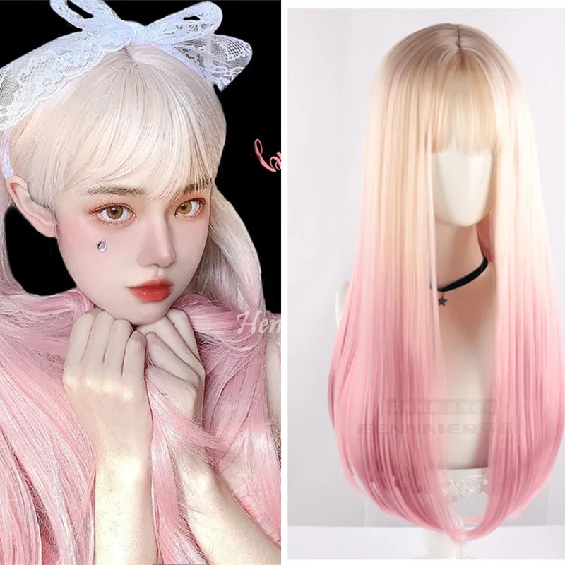 بلدي فستان حبيبي مارين Kitagawa شعر مستعار تأثيري الوردي التدرج الشعر الطويل تأثيري لوليتا شعر رجالي ازياء