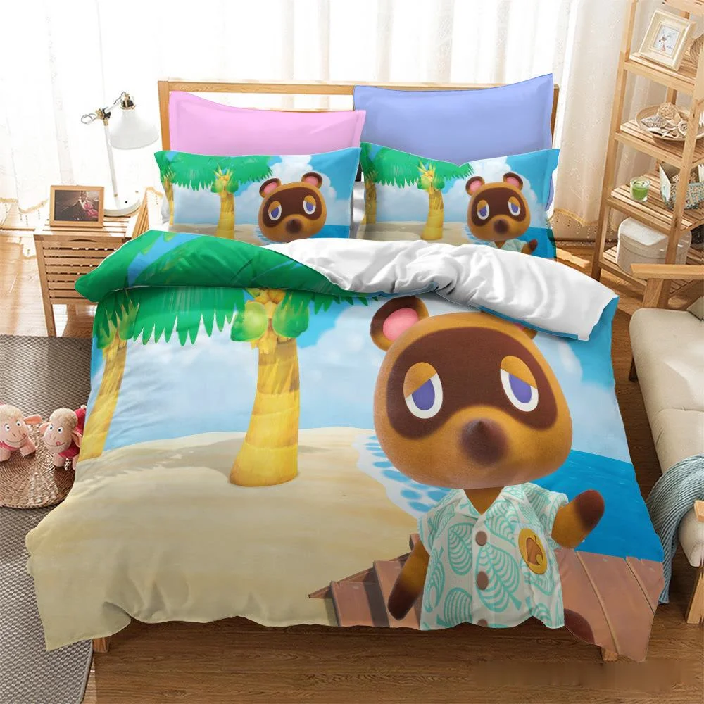 

3D Game Animal Crossing Digital Printing Bedding Set Children CuteDuvet Cover Set Bed Set Bed Linens Twin Full Queen King Size
