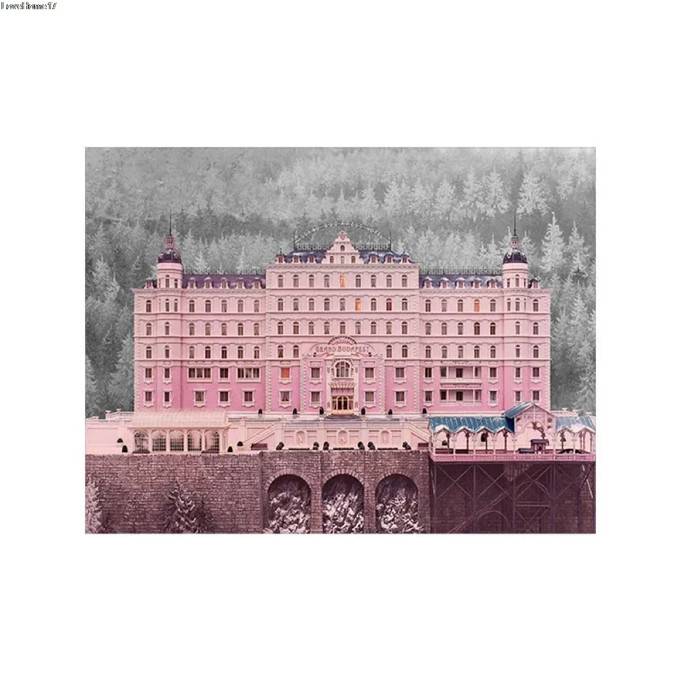 

Architecture Pink Art Photo Exquisite Cartoon Kawaii Classic Fashion Style Room Decoration Frameless Canvas Oil Painting Poster
