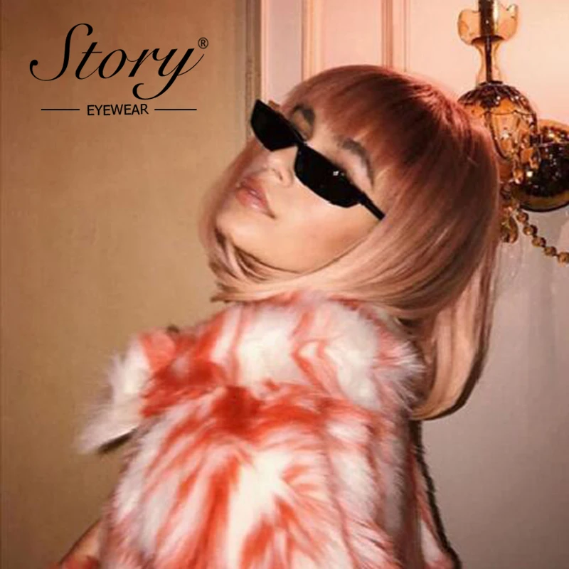 История 2018 ретро маленькие прямоугольные Солнцезащитные очки женские модные