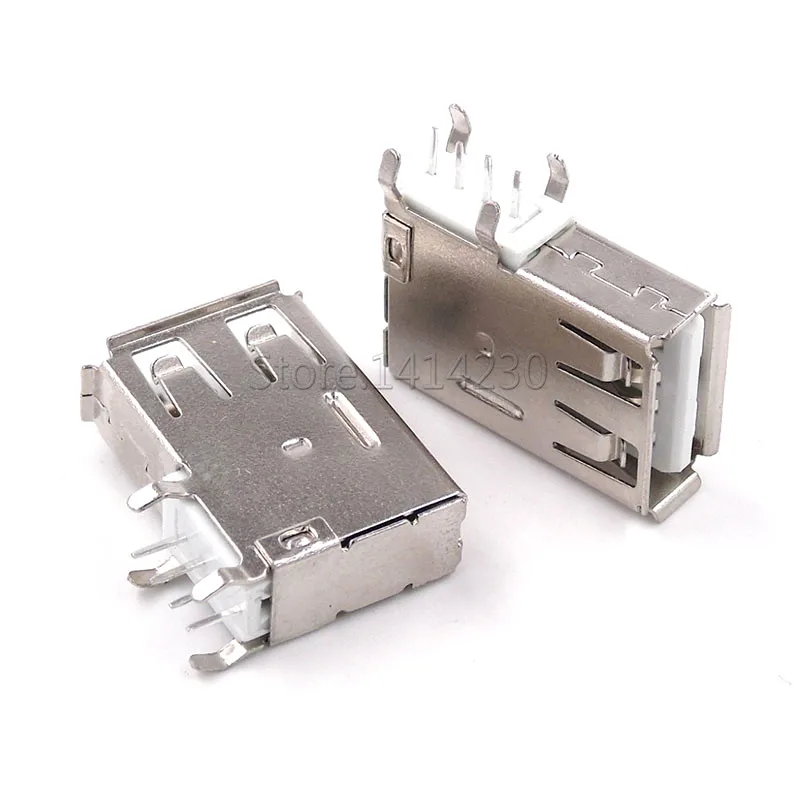 Паяльные разъемы 10 шт. разъем USB Type-A боковая игла 4-контактный 90 градусов длина