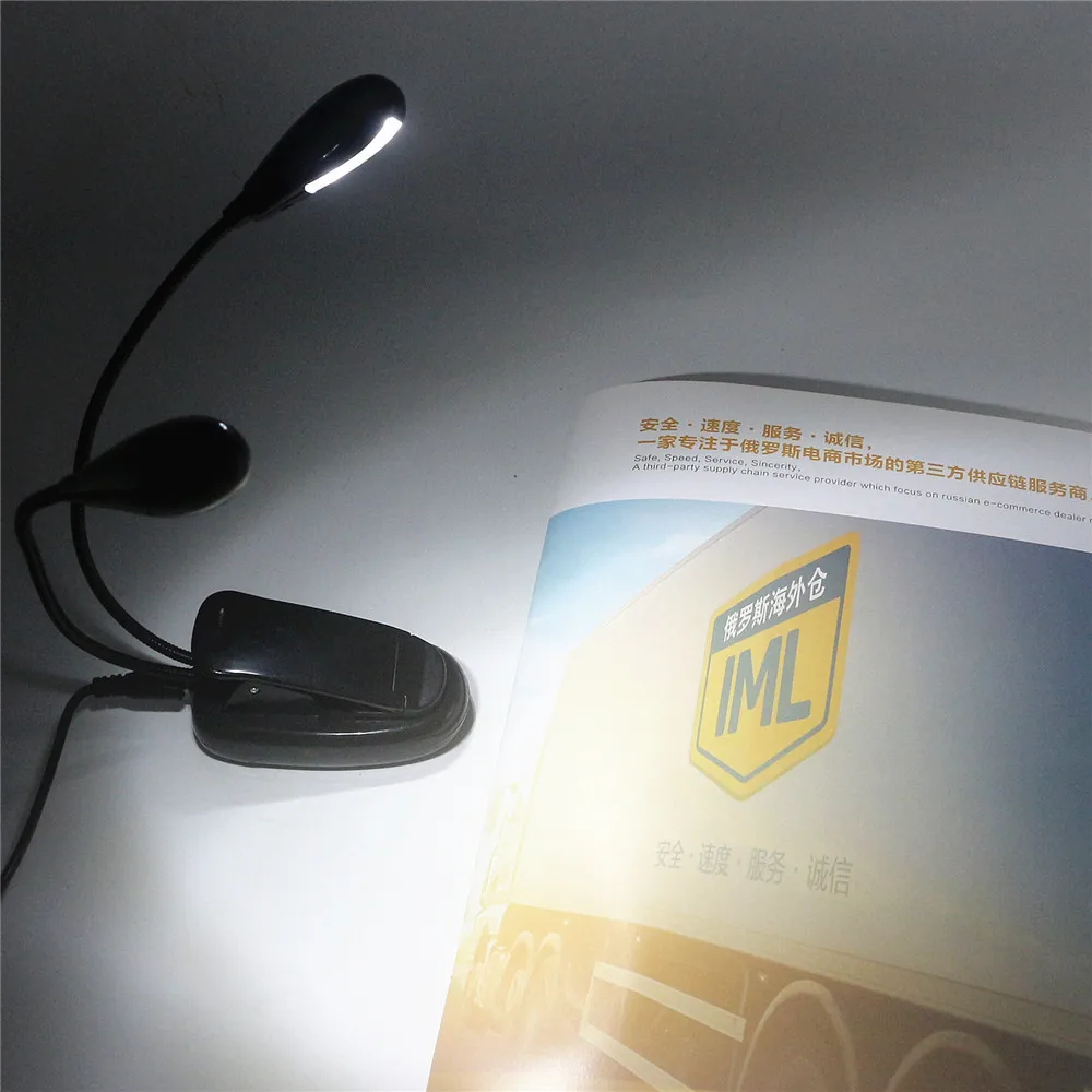 2 двойной светодиодный светильник для чтения 4 Светодиодный с зажимом USB книг