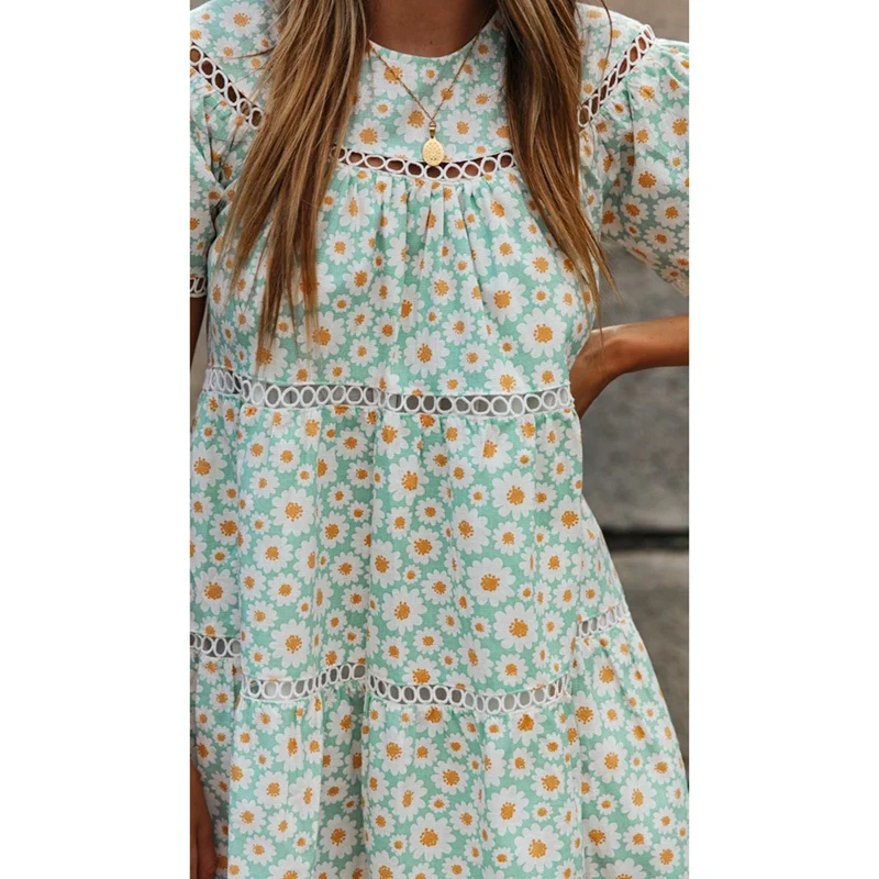 

Women'S Boho Beach Floral Print Dress Casual Loose Mini Dress
