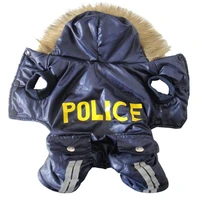 pet clothes cosplay police style thicken warm dog coat winter windproof coat jumpsuit new hooded dogs clothing