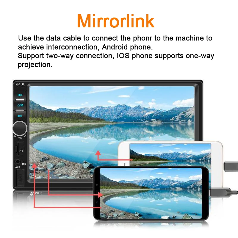 2 DIN Radio 7 Inch Touch Screen USB TF FM AUX Car Stereo MP5 Player with Parking Camera Bluetooth best price Mirror Link | Автомобили и