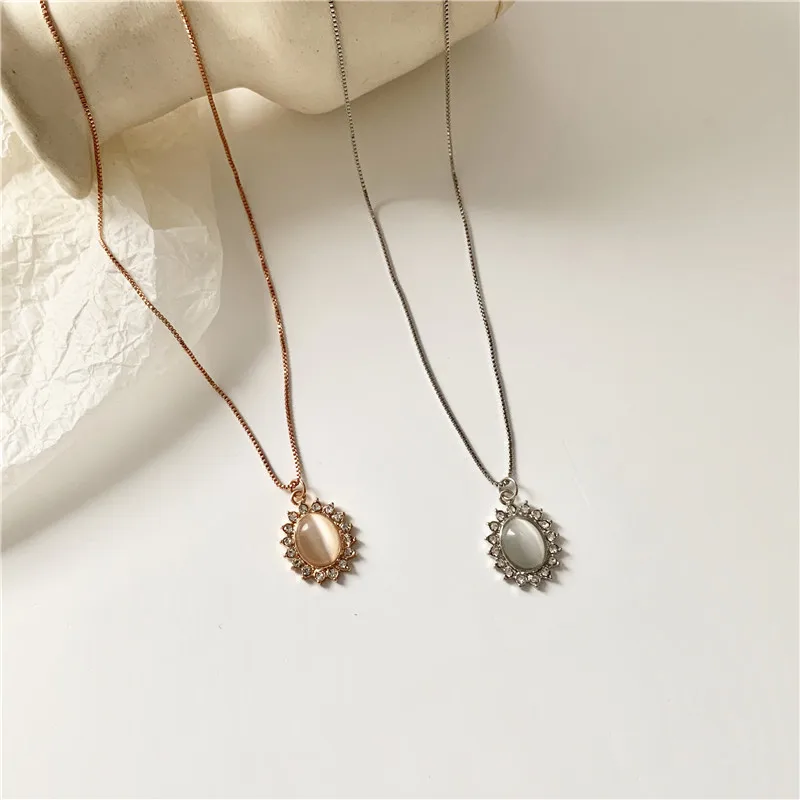 Модное изящное ожерелье с опаловым цветком и микроскопом для девочек