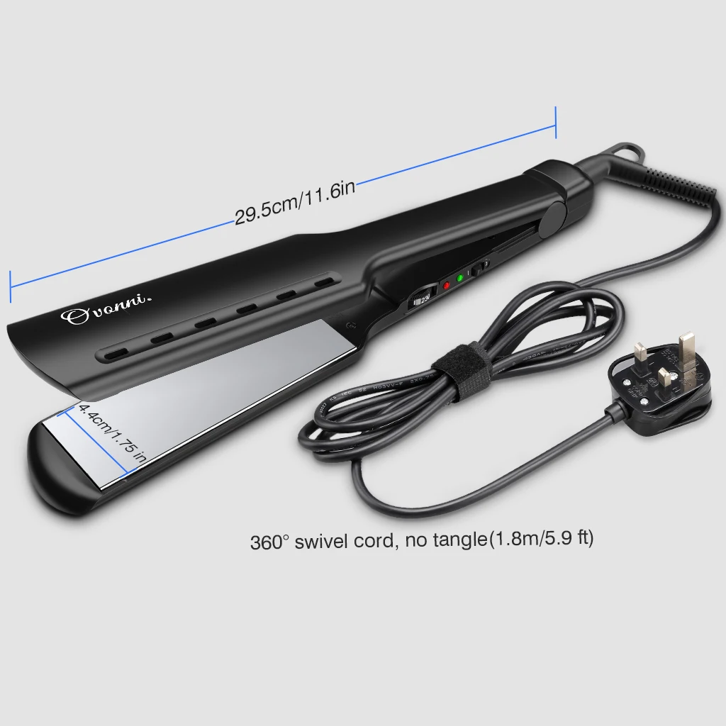 Black US Plug Ovonni нано титановый выпрямитель для волос 150-230 градусов Цельсия регулируемая температура 100-240 В двойное напряжение 1,75 дюйма Ширина - Цвет: Black US Plug