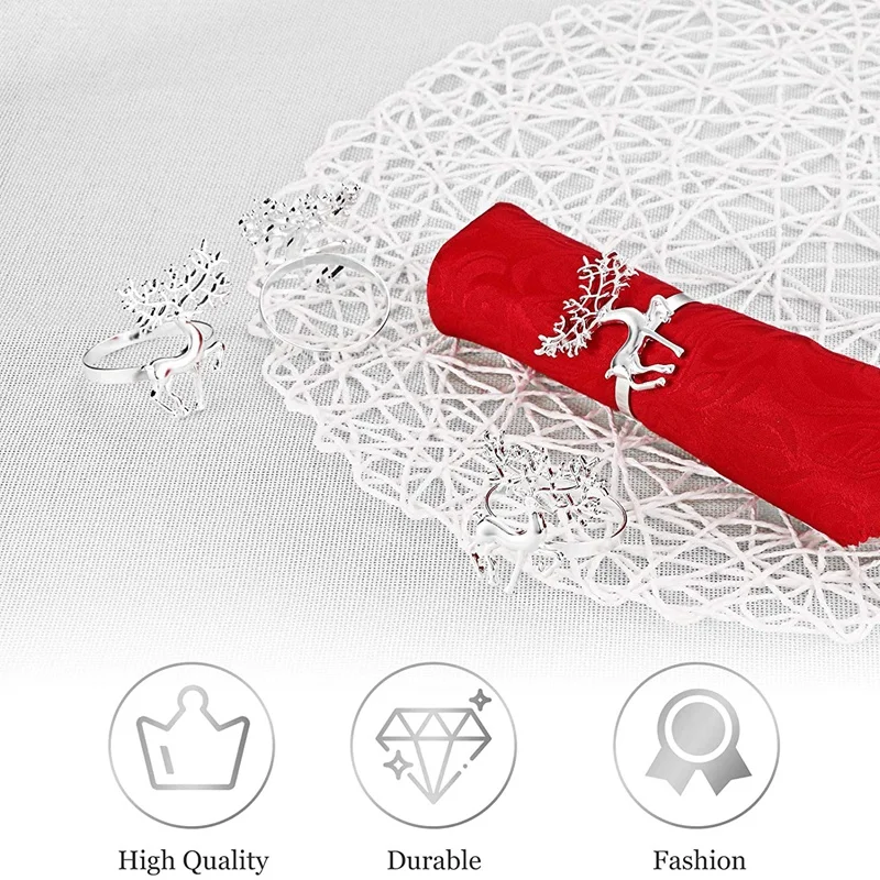 

Christmas Napkin Rings Holders 6 Pieces Deer Napkin Rings for Christmas Dinners Parties, Wedding Adornment