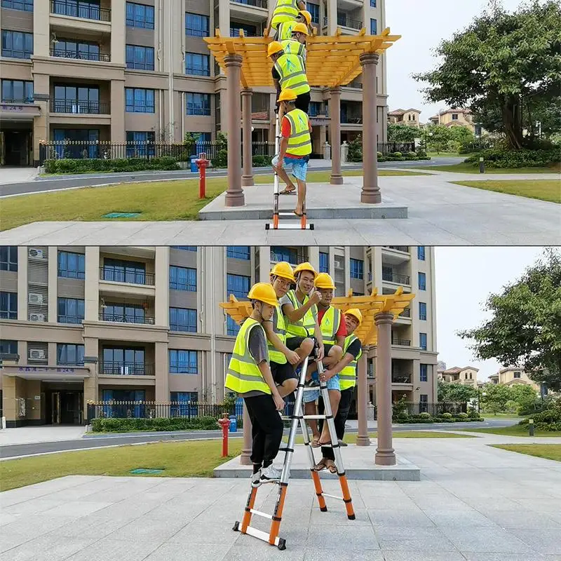 

1.4M+1.4M Thickened Aluminum Alloy Telescopic Ladder Multi-purpose Herringbone Ladder Portable Home Folding Engineering Ladder