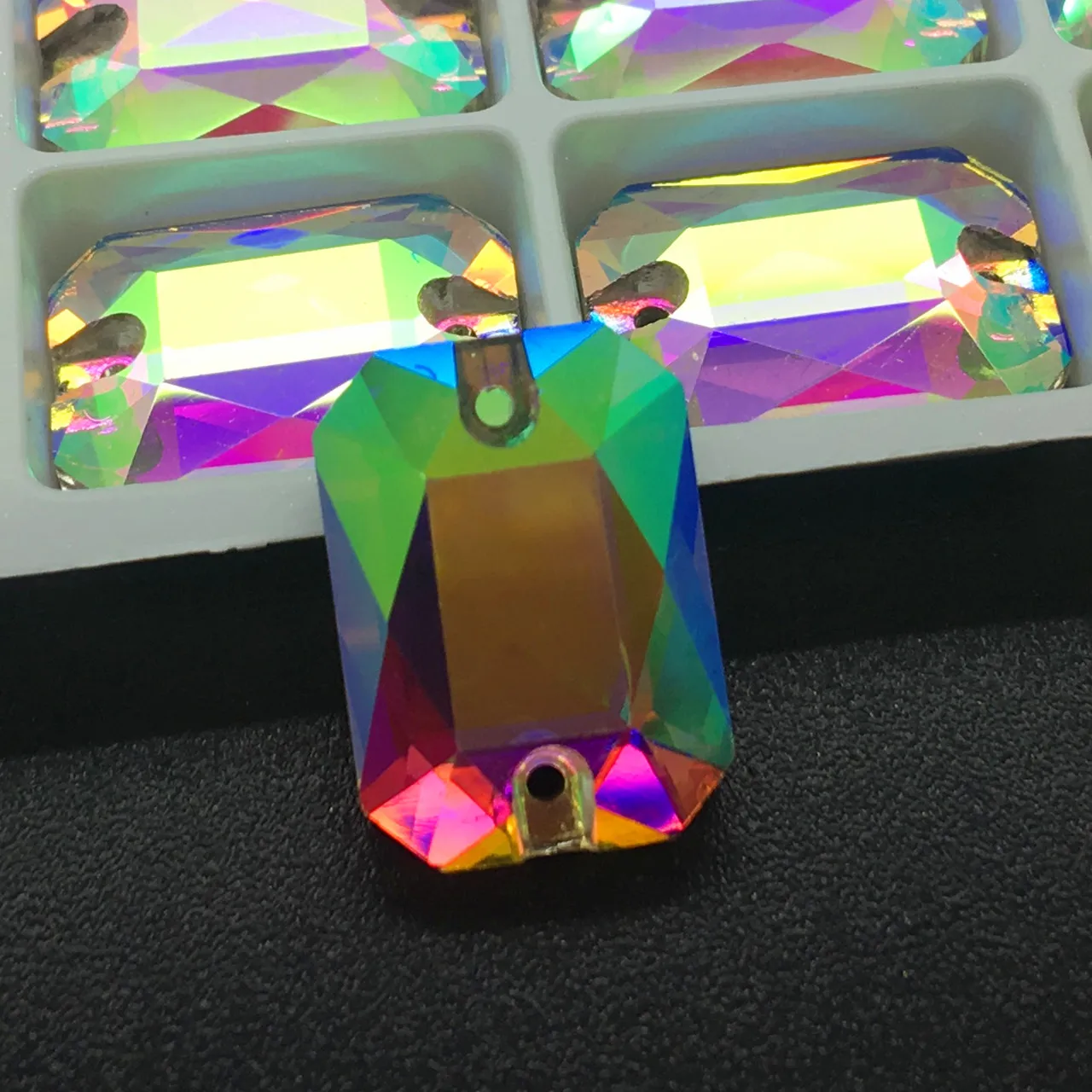 TopStone Crystal AB прямоугольная пришивка страз Flatback 2 отверстия для шитья стеклянных