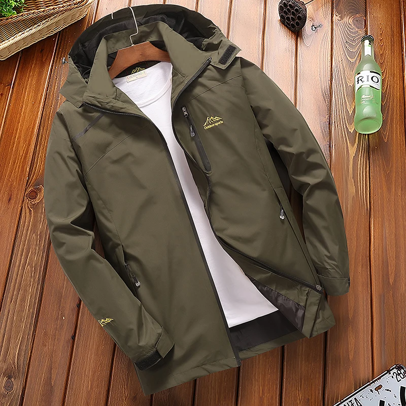 

Casual Windbreaker Jacket Men Spring Autumn Outwear Military Waterproof Breathable Hooded Coat Tourism Mountain Jacket 6XL 7XL