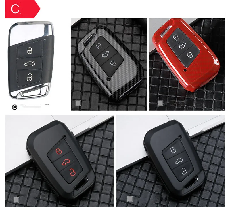 

Carbon fiber Car Key Remote Cover Case For Volkswagen For VW Tiguan MK2 Magotan Passat B8 CC 2017 2018 For Skoda Superb A7