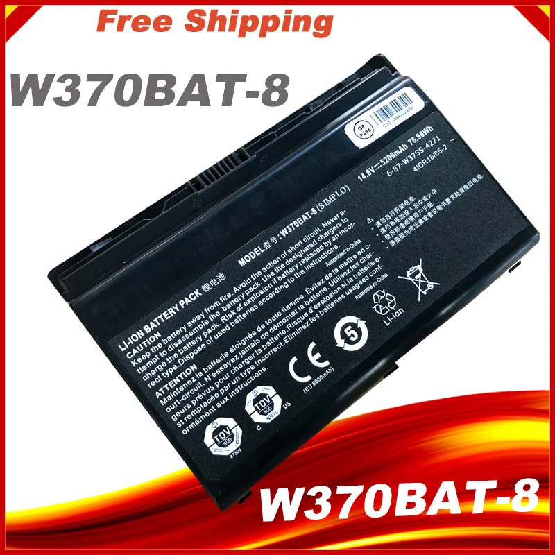 New W370BAT-8 6-87-W37SS-427 Laptop Battery For Clevo W370ET W350ST W350ETQ W370SK K590S K650C K750S W35XSS Sager NP6350