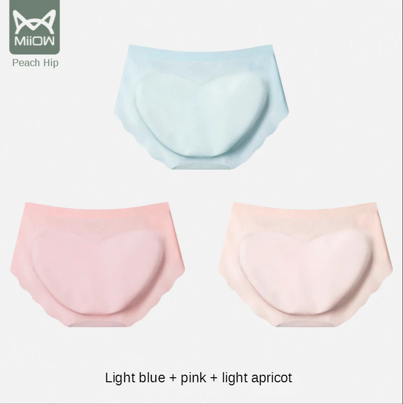 

MiiOW Seamless Underwear Women's Ice Silk Cotton Crotch Antibacterial Waist Thin Peach In Summer Without Hips and Silky Briefs