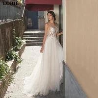 lorie a line lace boho wedding dresses appliqued lace bride dresses floor length princess wedding gowns vestidos de novia