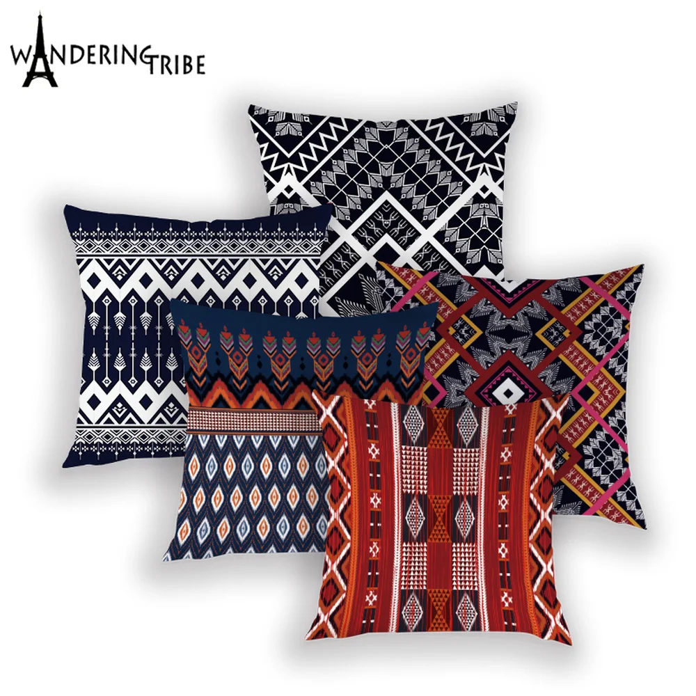 Винтажные декоративные наволочки в богемном стиле с геометрическим рисунком