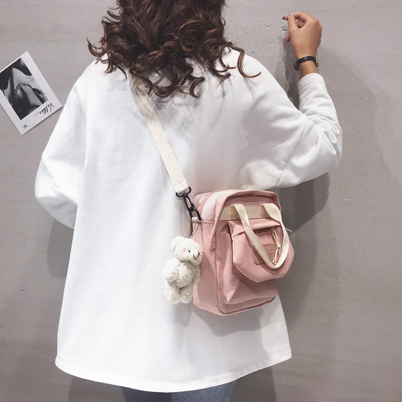

Cute Canvas Handbag for Women 2021 Designer Luxury Small Fresh Shoulder Bag Waterproof Nylon Messenger Crossbody Bag Purse New