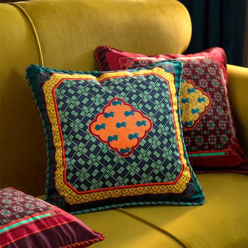 

Этническая Наволочка на подушку, роскошная наволочка с изображением династии Тан, дворца, фонаря, наволочка с изображением Восточного насл...