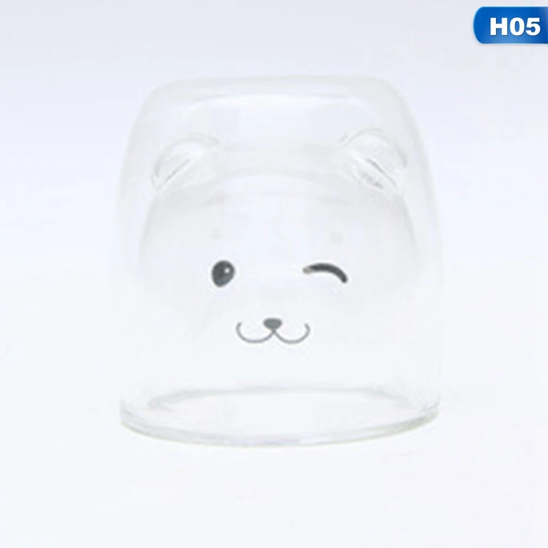 

Creative Bear Double-layer Coffee Mug Glass Mug Cartoon Baby Cat Animal Milk Glass Lady Cute Gift Cup Christmas Gift 201-300ml